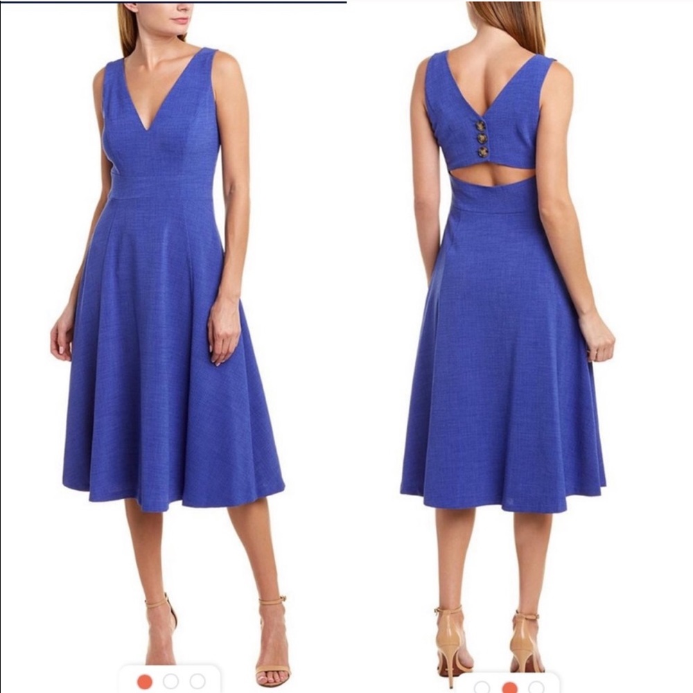 Vince Camuto Blue Button Back Midi Dress